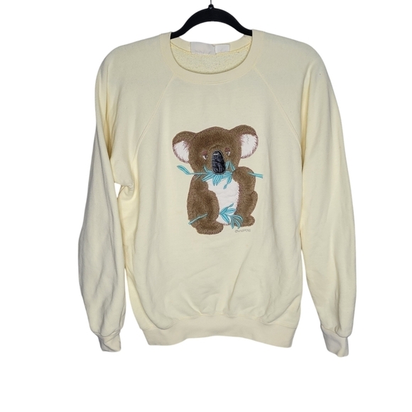 Whispers Tops - Vintage 80s Whispers Koala Embroidered Fuzzy 3D Crewneck Sweatshirt